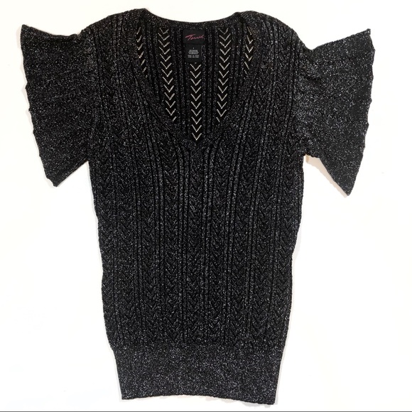 torrid Sweaters - Torrid Black Metallic V Neck Sweater-1
